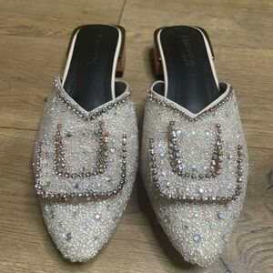 Sparkling Women's Mules with Crystal Accents size 38 (71/2)
